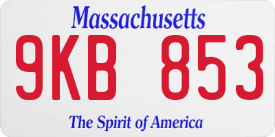 MA license plate 9KB853
