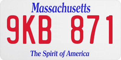 MA license plate 9KB871