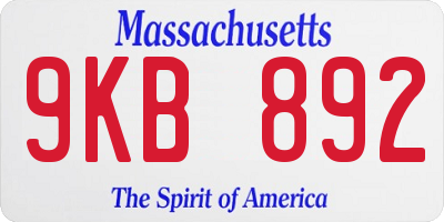 MA license plate 9KB892