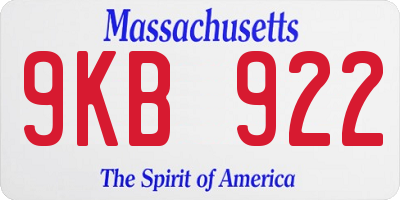 MA license plate 9KB922