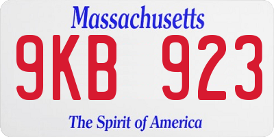 MA license plate 9KB923