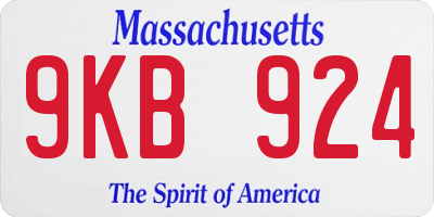 MA license plate 9KB924