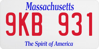 MA license plate 9KB931