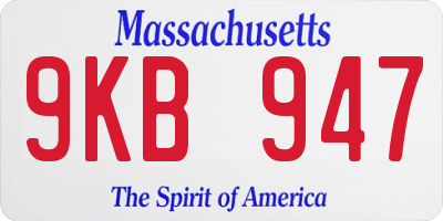 MA license plate 9KB947