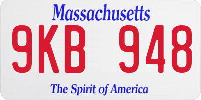 MA license plate 9KB948