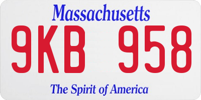 MA license plate 9KB958