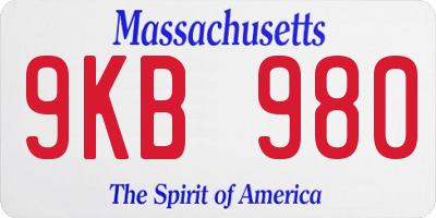MA license plate 9KB980