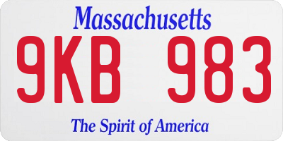 MA license plate 9KB983