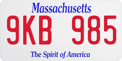 MA license plate 9KB985
