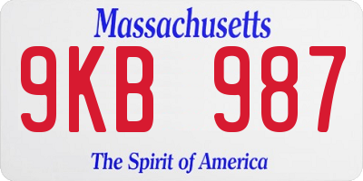 MA license plate 9KB987