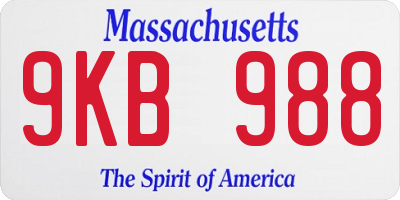 MA license plate 9KB988