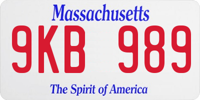 MA license plate 9KB989