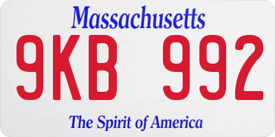 MA license plate 9KB992
