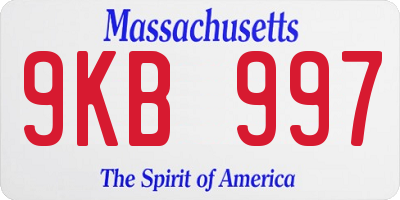MA license plate 9KB997