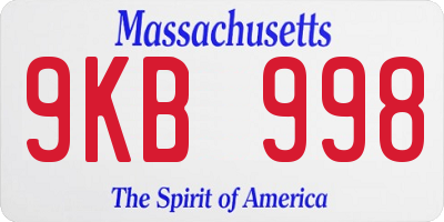 MA license plate 9KB998