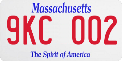 MA license plate 9KC002