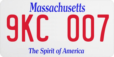 MA license plate 9KC007