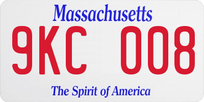 MA license plate 9KC008