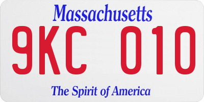 MA license plate 9KC010