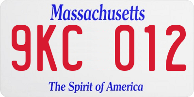 MA license plate 9KC012