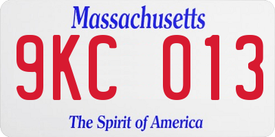 MA license plate 9KC013