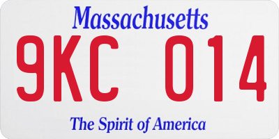 MA license plate 9KC014