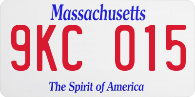 MA license plate 9KC015