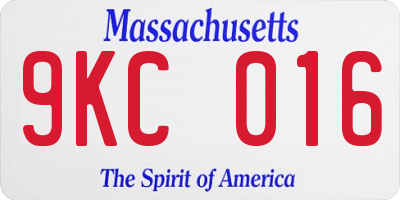 MA license plate 9KC016