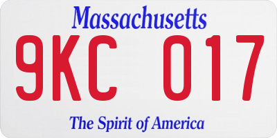 MA license plate 9KC017