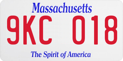 MA license plate 9KC018