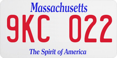 MA license plate 9KC022
