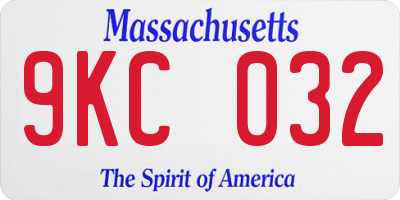 MA license plate 9KC032