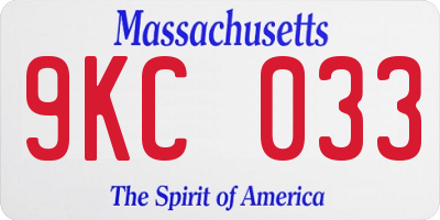 MA license plate 9KC033