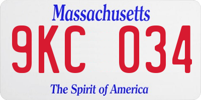 MA license plate 9KC034