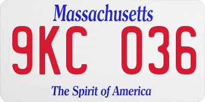 MA license plate 9KC036