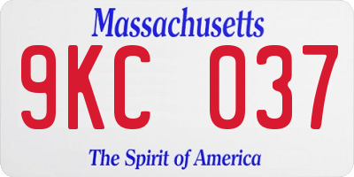 MA license plate 9KC037