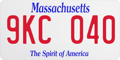 MA license plate 9KC040