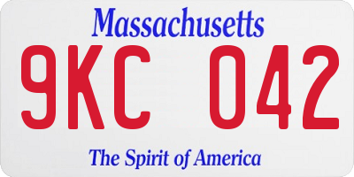 MA license plate 9KC042