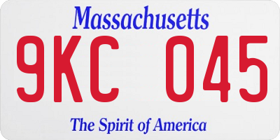 MA license plate 9KC045