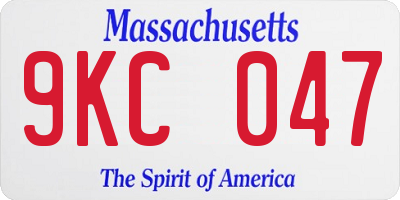 MA license plate 9KC047