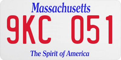 MA license plate 9KC051