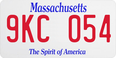 MA license plate 9KC054