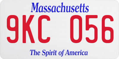 MA license plate 9KC056
