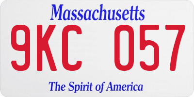 MA license plate 9KC057