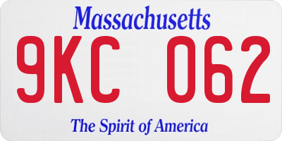 MA license plate 9KC062