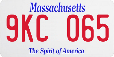 MA license plate 9KC065