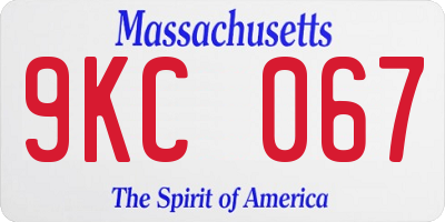 MA license plate 9KC067