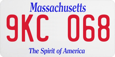 MA license plate 9KC068