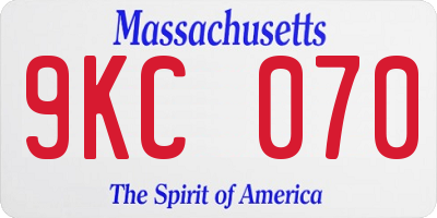 MA license plate 9KC070