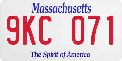 MA license plate 9KC071